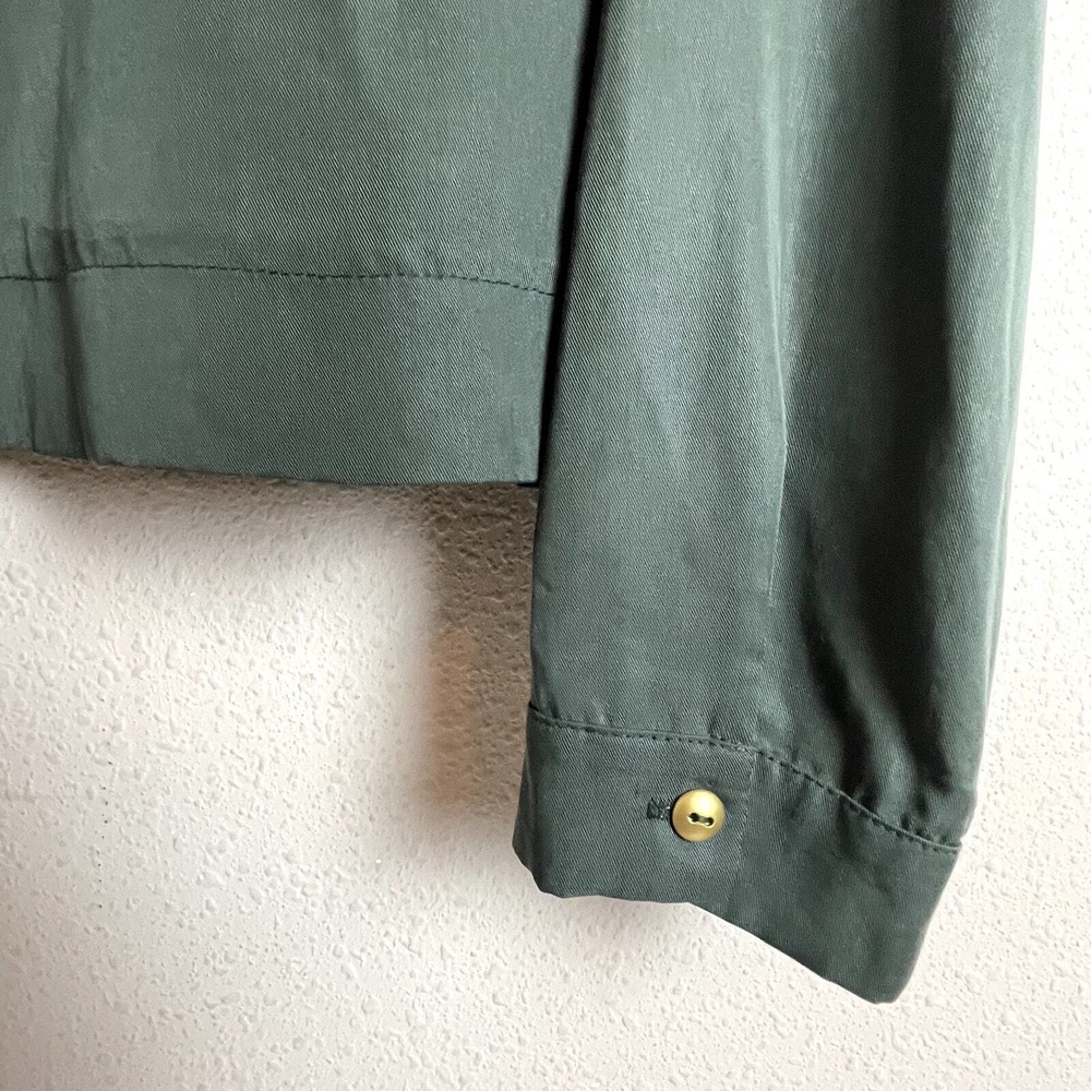 June & Hudson Tencel Keyhole Top Women's Sz 1 Green Long Sleeve Flowy Blouse* - Picture 2 of 6